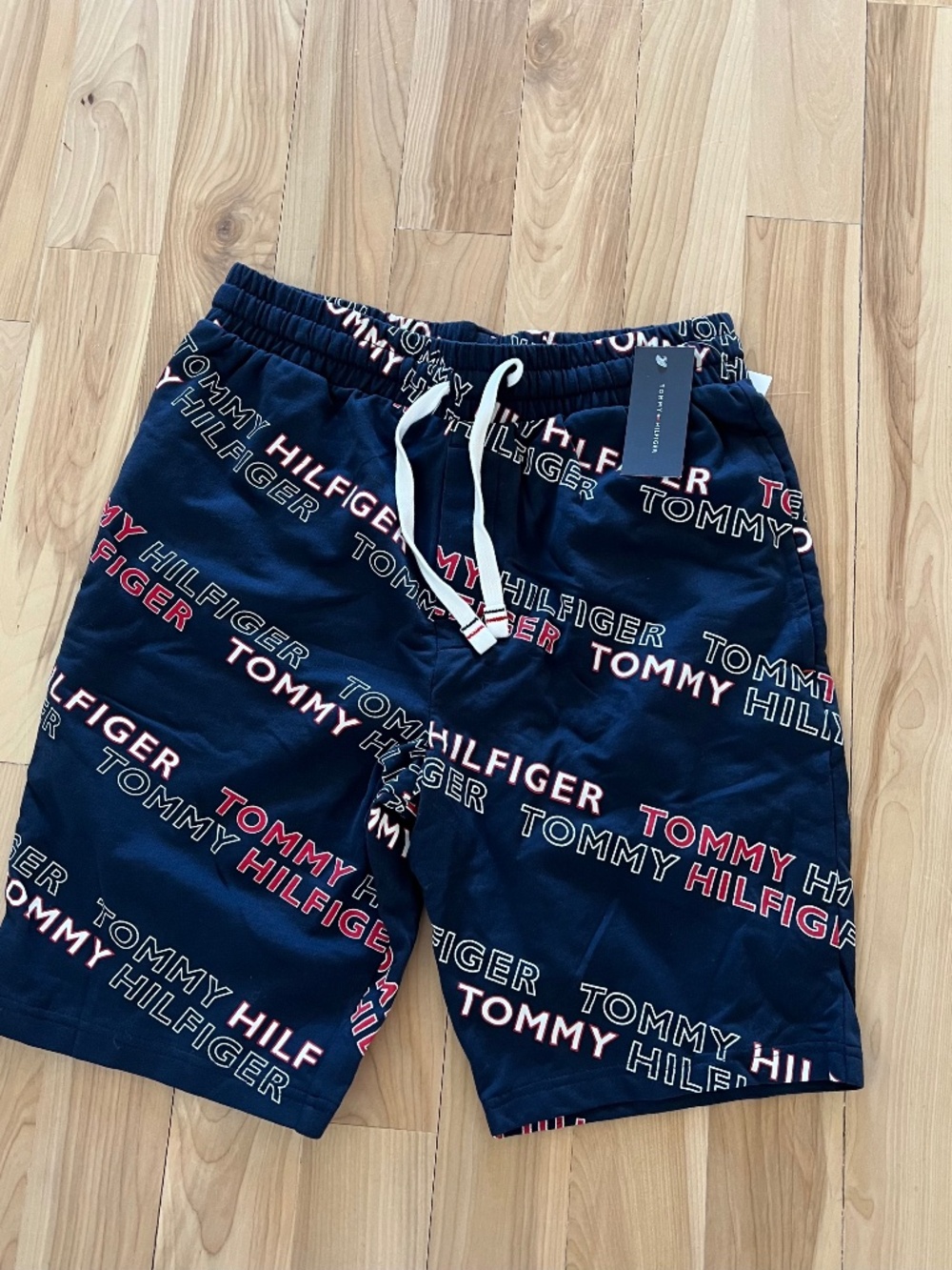Tommy Hilfiger Navy Blue Logo-Print Men’s Shorts
